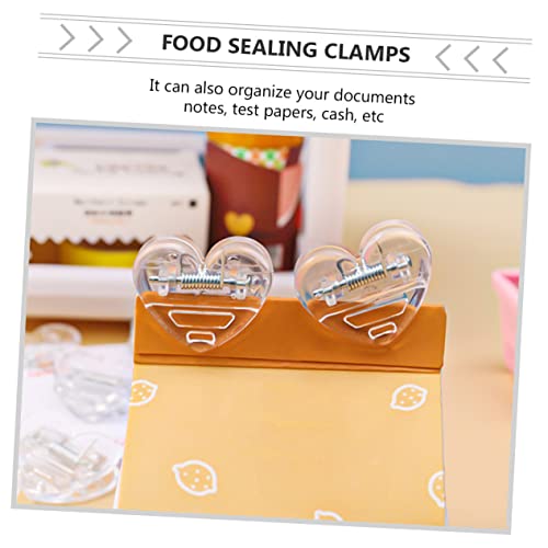 Tofficu 60 Pcs Transparent Love Clip Food Storage Sealing Clips Frog Chip Clips Magnets Sealing Clips Chip Bag Clamps Food Bag Clips Hinge Paper Clips Mini Chips Plastic Girl Wallet Heavy