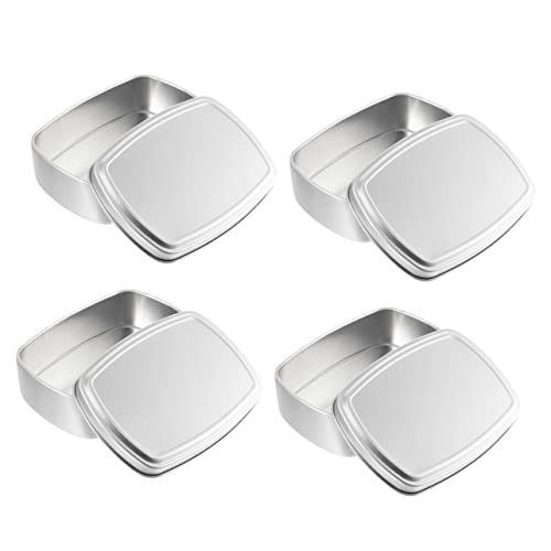 Zerodeko 4pcs Box Soap aluminum box storage bin with Aluminum Storage Cans small tins with lids empty tin Packaging Case cookie jars with lids travel soap holder Aluminum Cans Metal leaf