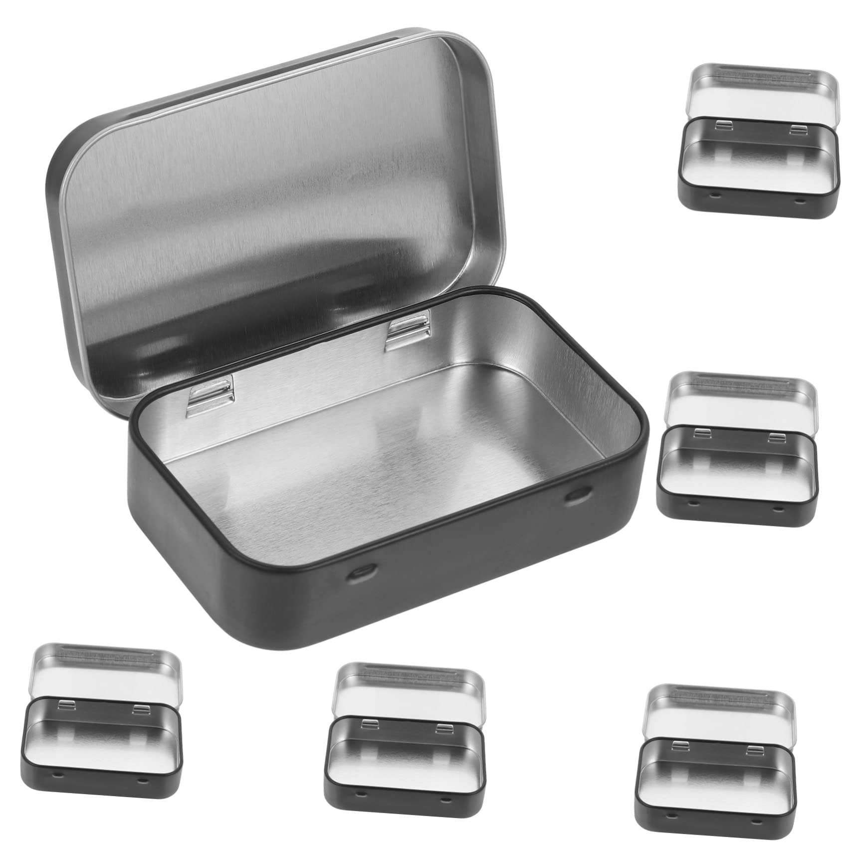 DOITOOL 6pcs Box Tinplate storage box metal tin candy case hinged storage case small empty hinged tins rectangular candle jar tinplate containers loose tea tins pill box delicate