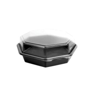 solo 864612-ps94 9 in black/clear ps plastic hinged container, 9.57 x 9.18 in (case of 100)