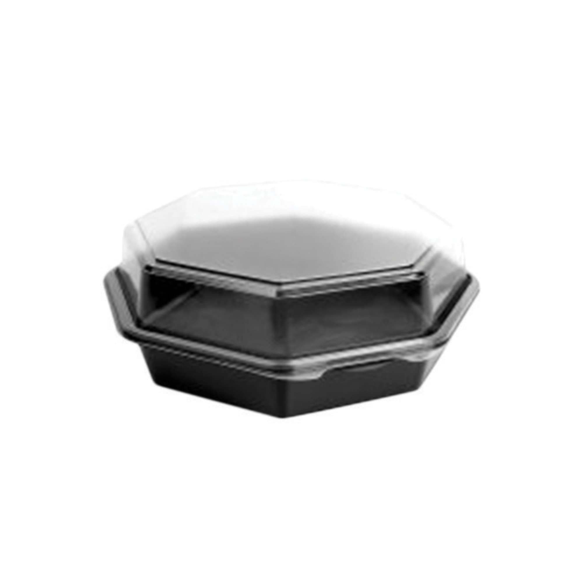 Solo 864612-PS94 9 in Black/Clear PS Plastic Hinged Container, 9.57 X 9.18 in (Case of 100)