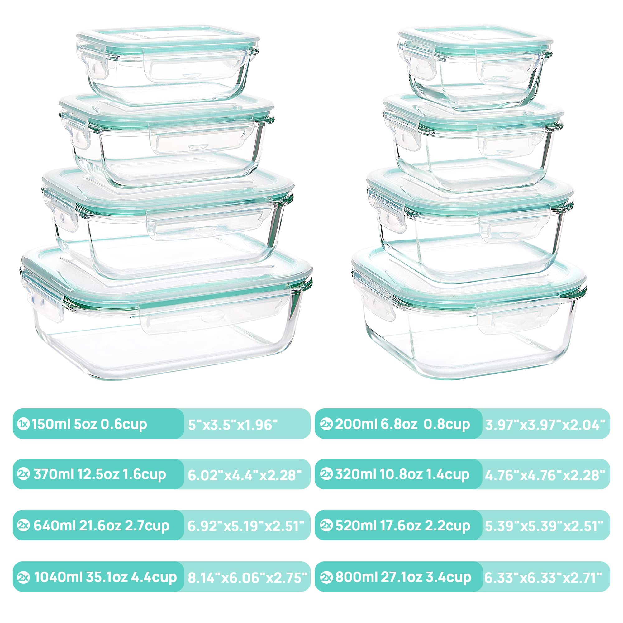 Vtopmart Airtight Food Storage Containers and Glass Meal Prep Containers