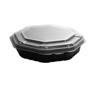 solo 809013-pp94 9 in black/clear microwavable pp plastic hinged container, 9.55 x 9.13 in (case of 100)