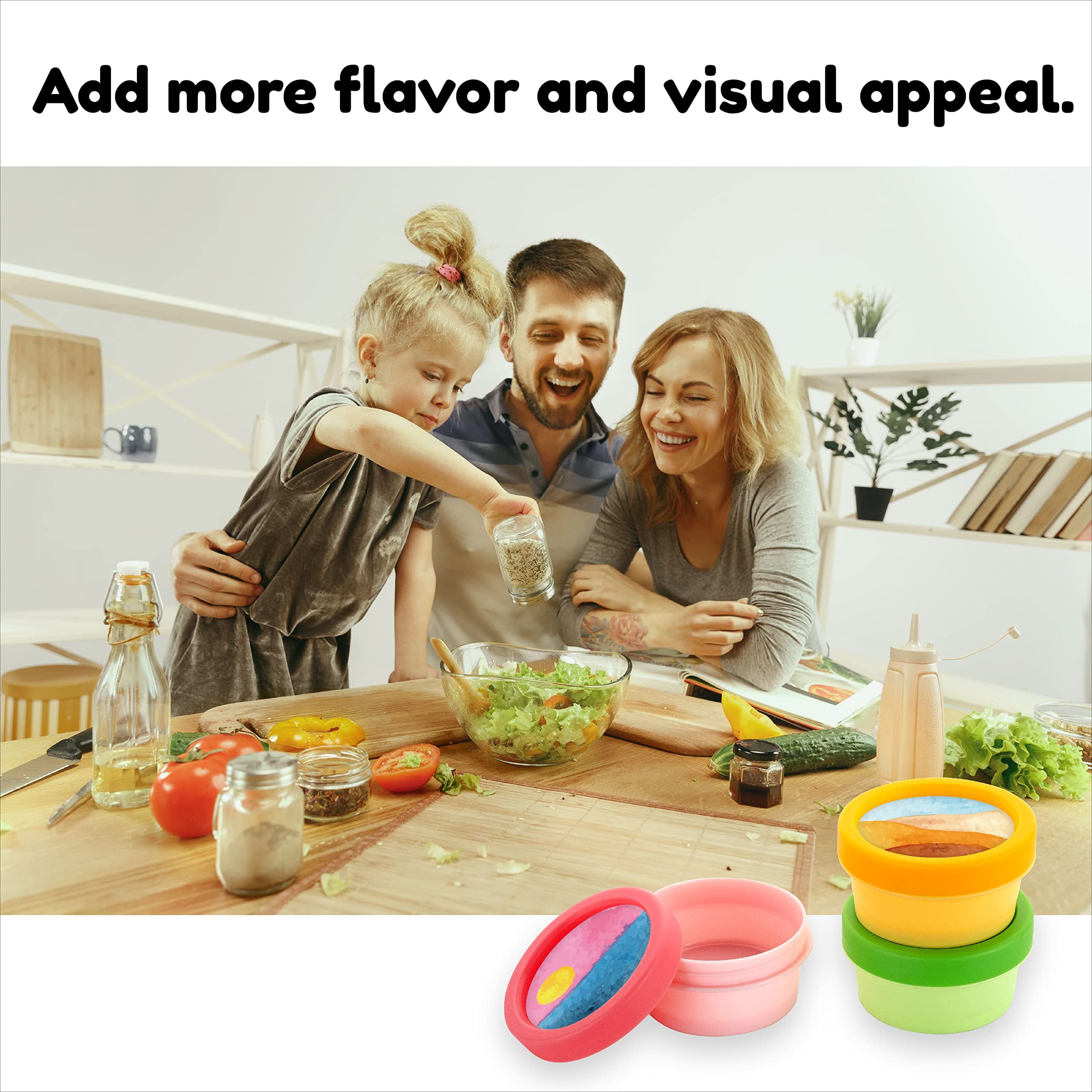 HOUSYLOVE Plastic Small Containers With Lids For Lunch Box, Colorful Painting Mini Containers With Lids, Tiny Containers With Lids, Dip Containers For Lunches, 6 Pack