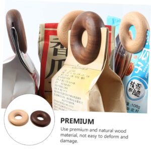 Veemoon 2pcs Wooden Sealing Clip Spades Food Walnut