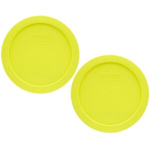 pyrex 7201-pc yolk yellow round plastic food storage replacement lids - 2 pack made in the usa