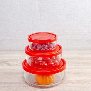 Bormioli 226017-s02 Gelo Box Storage Glass Jar with Lid Set of 3 Red