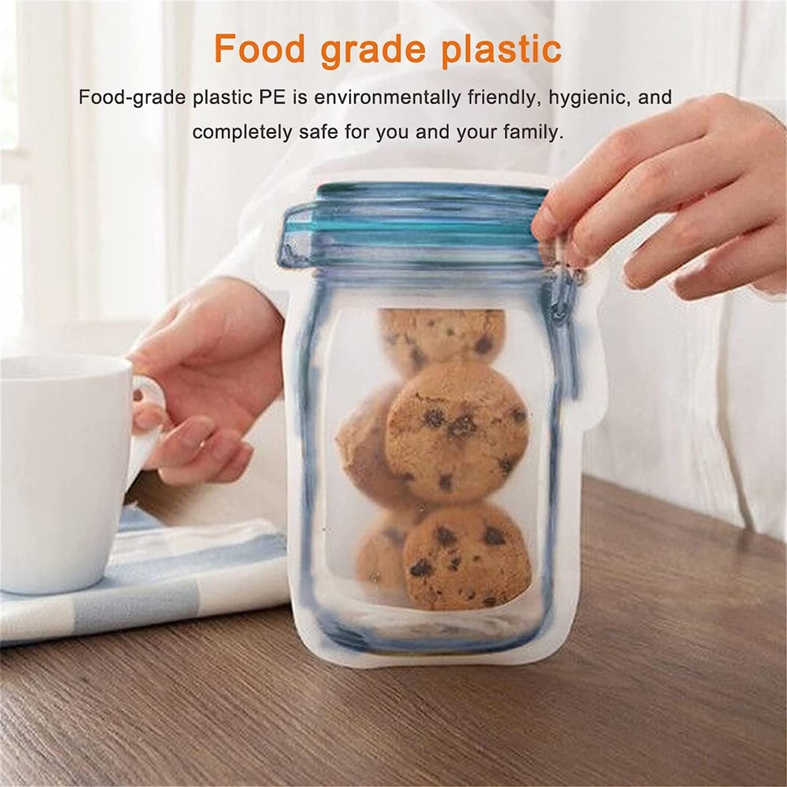 DASHENRAN Reusable Mason Jar Ziplock Bags, Reusable Mason Bottle Ziplock Bags, Mason Jar Bags, Mason Jar Ziplock Bags, Food Storage Plastic Bags, Mason Jar Bags Reusable Stand Up (20PCS)