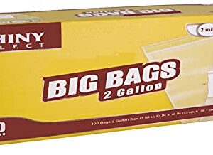 [ PACK oF 100 ] Food Storage Bags 2 GALLON SIZE - 13" x 15" Clear Resealable Closure 2 Mil. Thick For Kitchen, Brining, Office, Moving, Organization & Storage