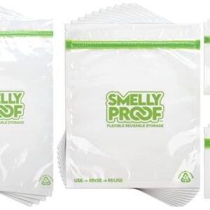 REUSABLE STORAGE BAGS BUNDLE Designed by Smelly Proof - Made in USA, PEVA & BPA FREE - Clear, 3-Mils Thick - Pack of 35 (10 XS-Small, 10 SM-Snack, 10 Med-Sandwich, 5 Extra Large)