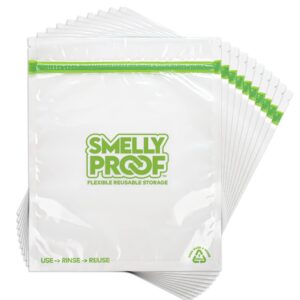 REUSABLE STORAGE BAGS BUNDLE Designed by Smelly Proof - Made in USA, PEVA & BPA FREE - Clear, 3-Mils Thick - Pack of 35 (10 XS-Small, 10 SM-Snack, 10 Med-Sandwich, 5 Extra Large)