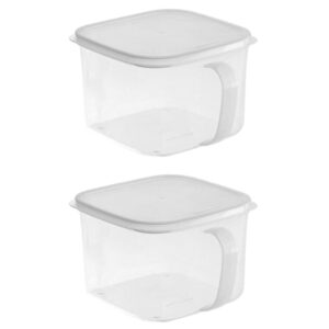 hanabass 2pcs plastic storage containers square food storage organizer with lid handle plastic food storage containers with lids for fruits vegetables meat egg