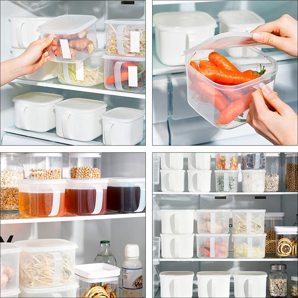 HANABASS 2Pcs Plastic Storage Containers Square Food Storage Organizer with Lid Handle Plastic Food Storage Containers with Lids for Fruits Vegetables Meat Egg