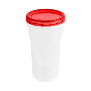 [48 oz - red - 2 pk] large deli food storage screw and seal containers 48 oz stackable reusable mirowave dishwasher safe quality plastic twist cap canisters 2 pack