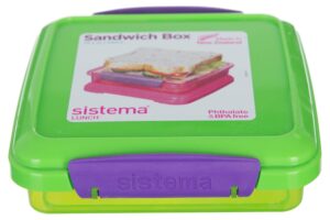 sistema lunch sandwich box-15.2 oz / 450 ml, 15.5 x 15 x 4.3 cm, assorted colors