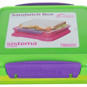 Sistema Lunch Sandwich Box-15.2 oz / 450 ml, 15.5 x 15 x 4.3 cm, Assorted Colors