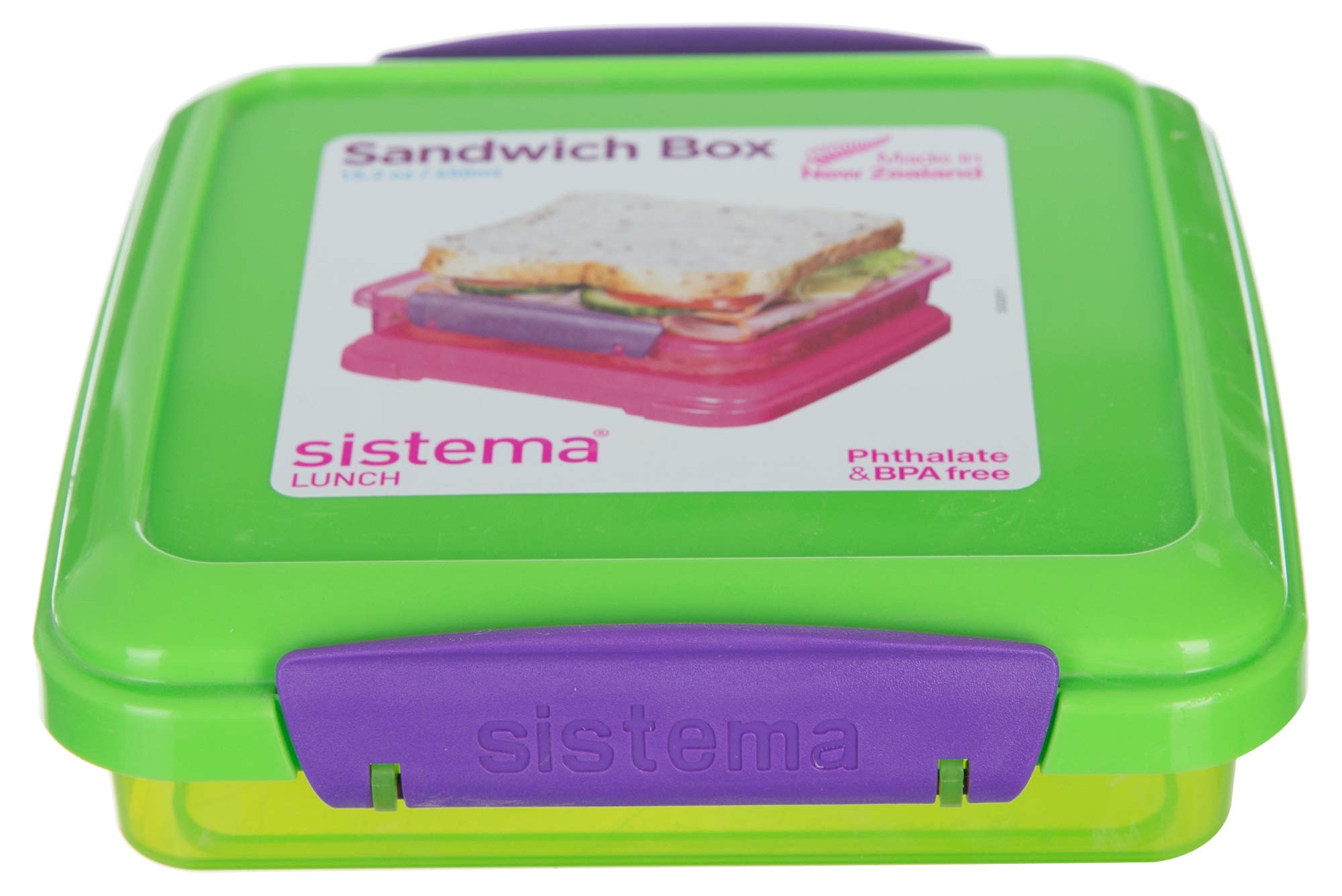 Sistema Lunch Sandwich Box-15.2 oz / 450 ml, 15.5 x 15 x 4.3 cm, Assorted Colors