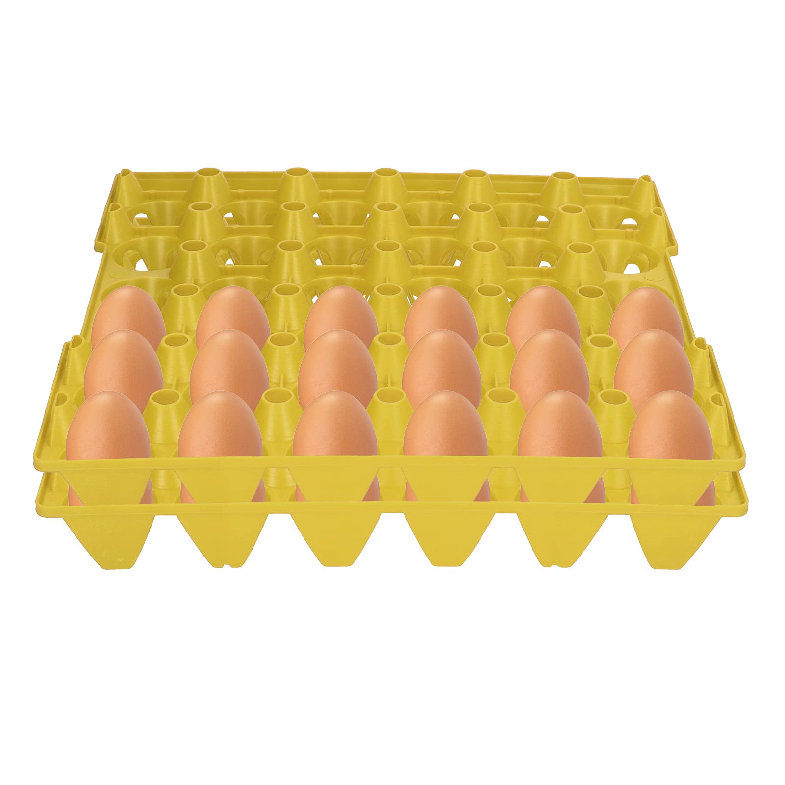 Egg Storage Tray, 30 Cell Egg Crates Plastic Reusable Stackable 5PCS for Hennery for Farm(yellow)