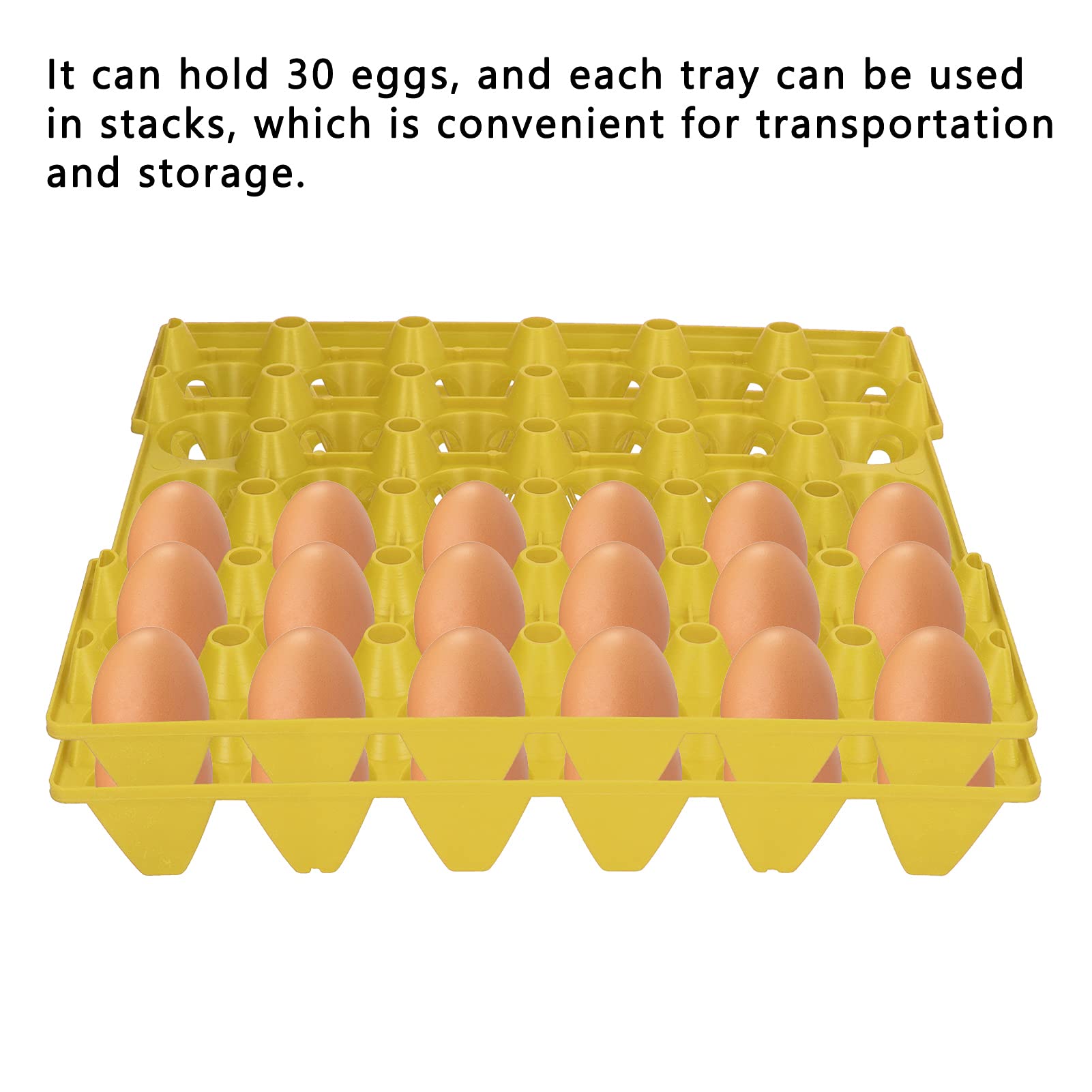 Egg Storage Tray, 30 Cell Egg Crates Plastic Reusable Stackable 5PCS for Hennery for Farm(yellow)