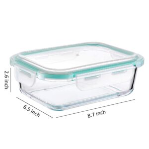 WHOLE HOUSEWARES | Glass Food Storage Containers Meal Prep Pack of 3 in Different Sizes | Food Storage Containers Glass With Lids Airtight | For Meal Prep and Fruit