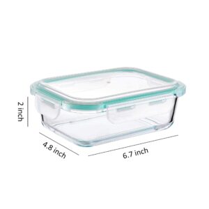 WHOLE HOUSEWARES | Glass Food Storage Containers Meal Prep Pack of 3 in Different Sizes | Food Storage Containers Glass With Lids Airtight | For Meal Prep and Fruit