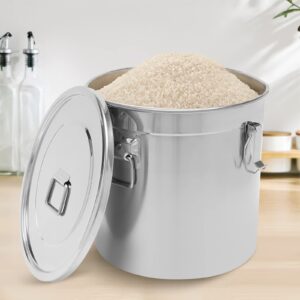 Titunjian Stainless Steel Canisters Food Storage Containers With Lids Kitchen Airtight Canisters Food Storage Bucket for Rice Cereal Grain Bean Flour Oil Sugar Milk (33L)