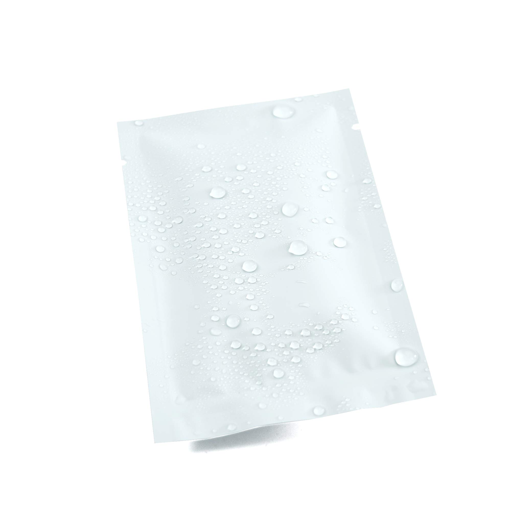 QQ Studio 100 PCS Metallic Mylar Foil Open Top Sealable Bags (8x12cm(3.1x4.7"), 100x White)