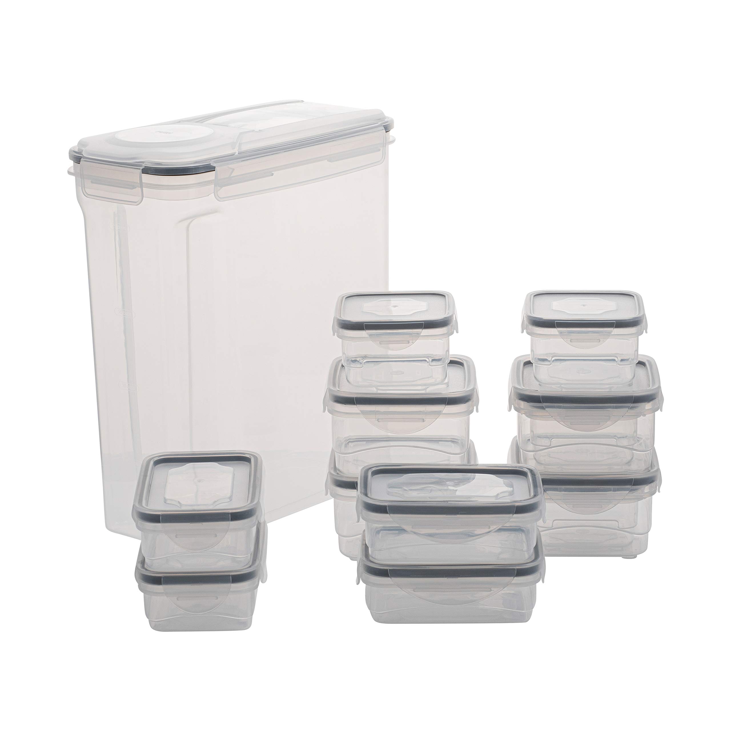 Kitchen Details 26 Piece Food Storage Container Set | 13 Containers and 13 Lids | Airtight | Stackable | BPA Free | Microwave | Dishwasher | Freezer Safe | 5.9L | 402ml | 236ml | 6.4oz | Grey