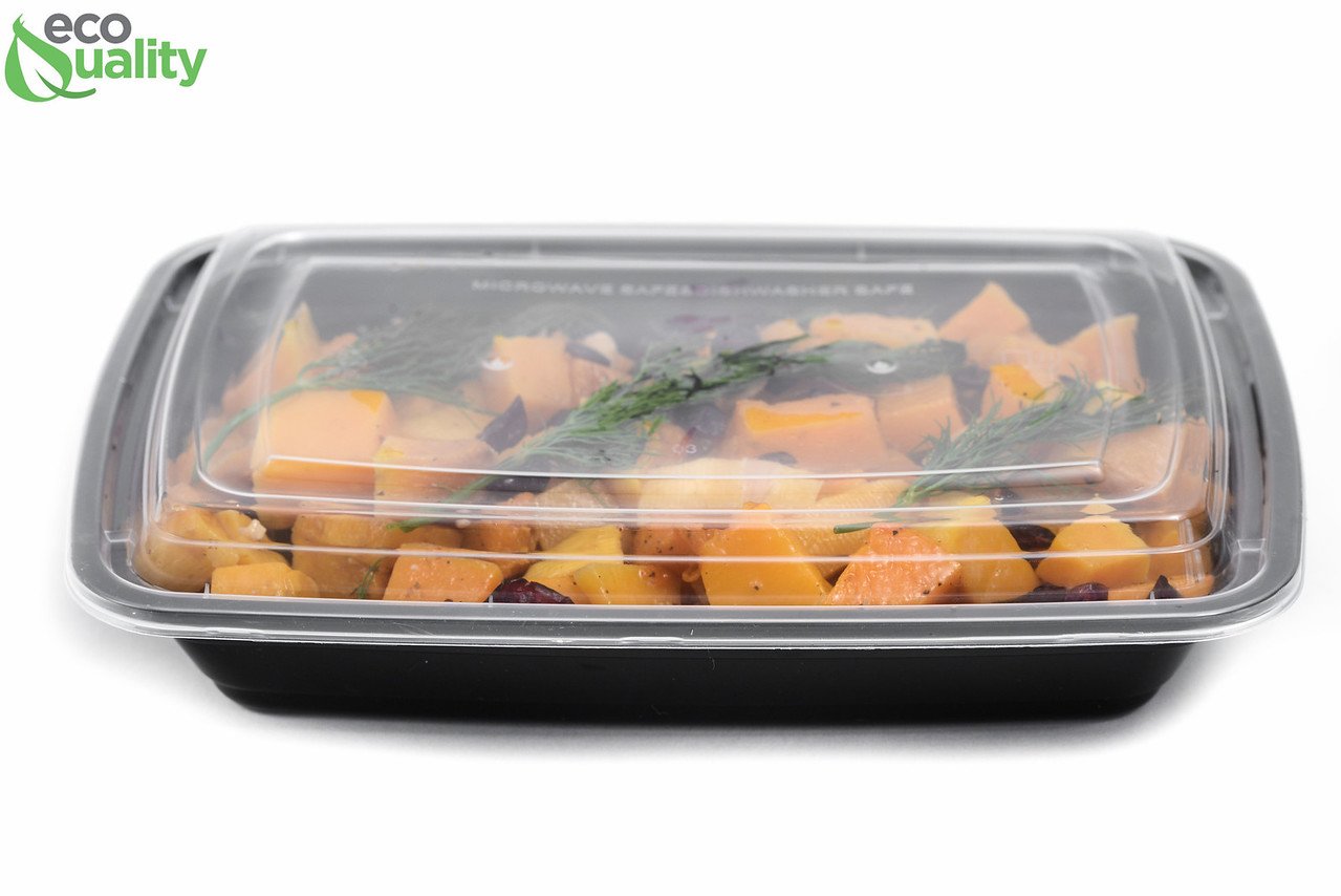 EcoQuality Meal Prep Containers with Cutlery [150 Pack] Single 1 Compartment Food Storage Lunch Box | Bento Box | BPA FREE| Freezer/Microwave/Dishwasher Safe – Airtight/Watertight/Stackable (32oz)