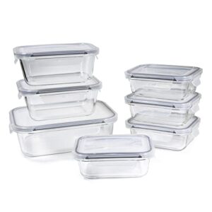 beille 14pc food storage containers with lid glass meal prep containers, bpa free