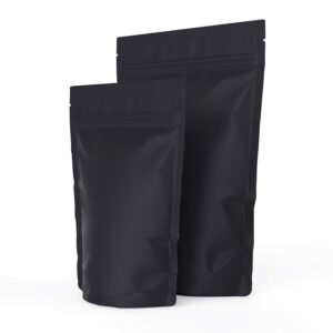 100pcs matte black mylar bags sealable double sided mylar bag stand up pouch reusable (12x18cm) (4.72 x 7.09in) heat sealable foil insulated bags ziplock aluminum bags food packaging food storage