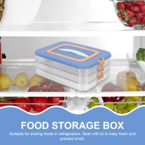 Zerodeko Freezer Containers Refrigerator Organizer Food Storage Containers Transparent Dumpling Box 3 Layer for Kitchen Fridge Blue Spaghetti Container