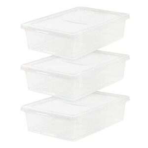 UFOM 28 Quart Snap Top Clear Plastic Storage Container, Clear, Set of 3