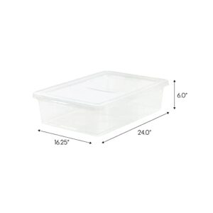 UFOM 28 Quart Snap Top Clear Plastic Storage Container, Clear, Set of 3