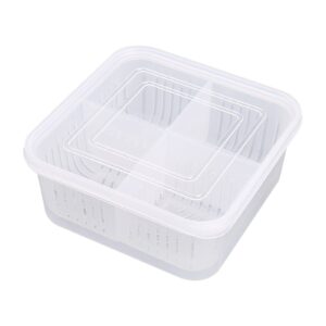 wohsao storage containers square handle food storage organizer boxes with lids for refrigerator, food storage box, food storage containers with lids, four-grid containers for ginger slice