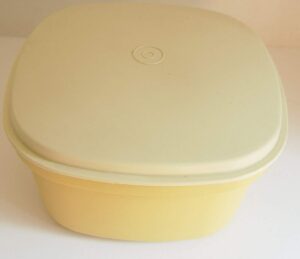 tupperware microwave three piece vintage square rice vegetable steamer almond and gold