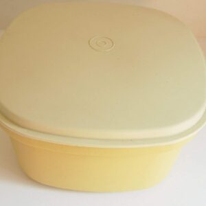 Tupperware Microwave Three Piece Vintage Square Rice Vegetable Steamer Almond and Gold