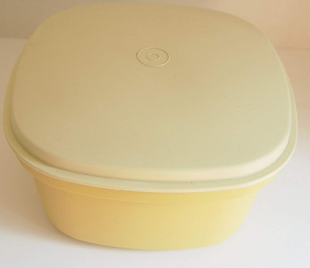 Tupperware Microwave Three Piece Vintage Square Rice Vegetable Steamer Almond and Gold