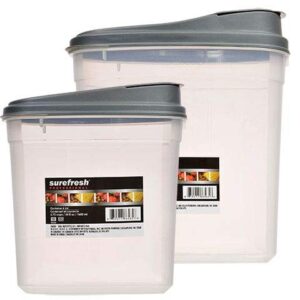 2 plastic containers & lids 2-piece set 54oz cereal grain dispenser dry food storage & organizer bpa free