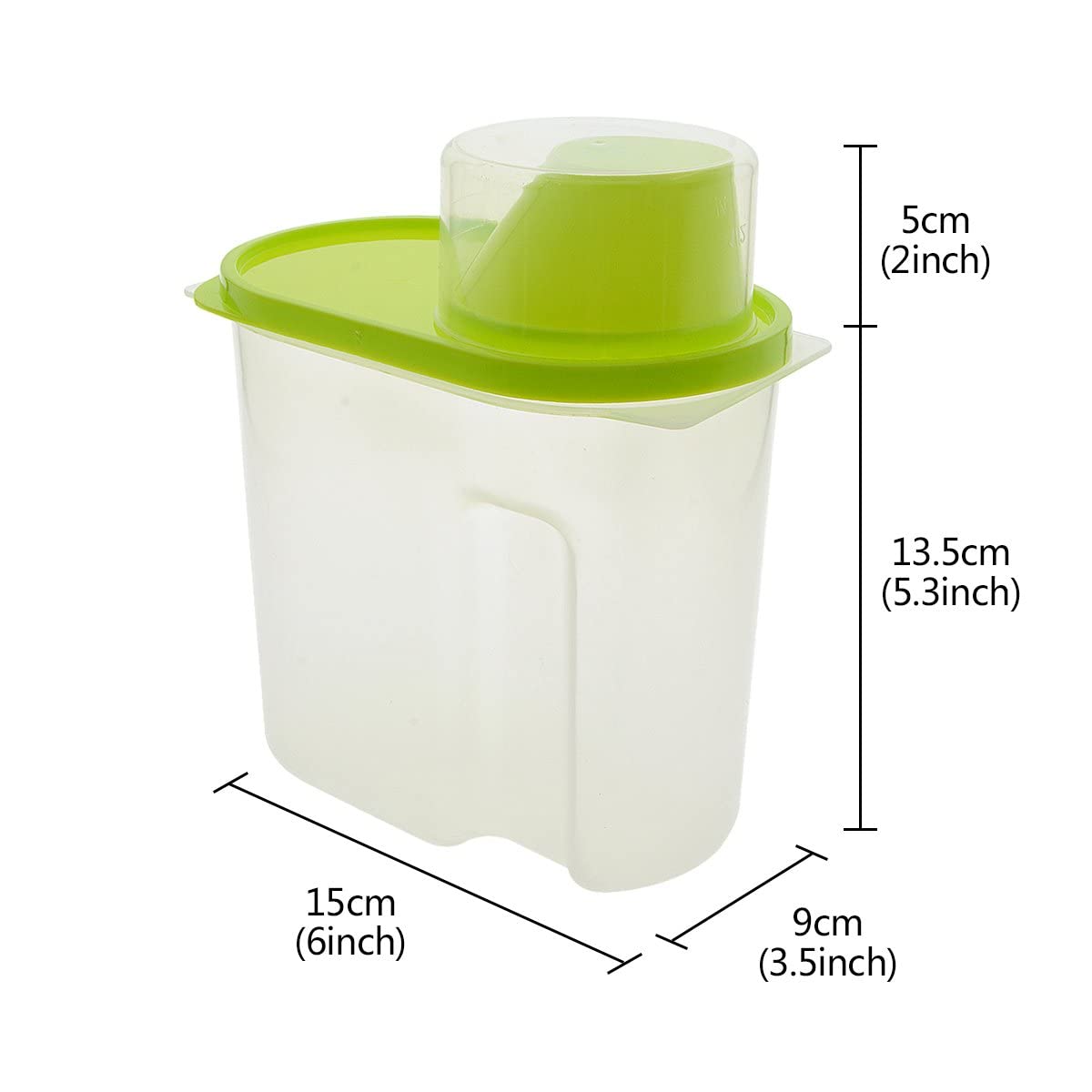 Saim Cereal Container with Pour Spout and Measuring Cup Plastic Clear Food Saver Airtight Watertight Cereal Keeper Food Storage Containers for Rice Grain Cereal Oatmeal Sugar Nuts Beans, 1.9L, 2Pcs