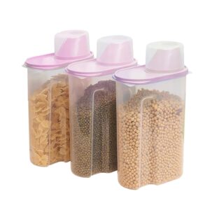 trusber 3pack 2.5l(89oz) cereal storage plastic jar airtigh transparent kitchen dry food dispenser containers with measuring cup for grain,flour,rice,candy,cookies,etc