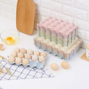 Cabilock 3pcs Dispenser Wheat Straw Breakage-proof Stackable Holder Rack Display Container Eggs for Crate Fridge Storing Tray Refrigerator Storage Random Grids Kitchen Plate Color Flats