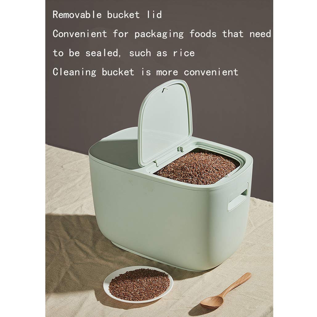 krueis Storage Container Sealed Moisture-Proof Grain Storage Bucket Pet Food Storage Box (Green)