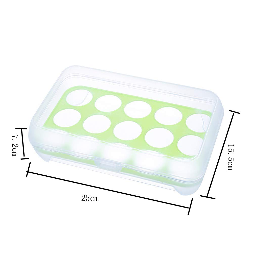 1 Piece Kitchen Refrigerator Eggs Storage Box 15 Eggs Holder Food Storage Container Storage Boxes Organizers(Green, Clear)