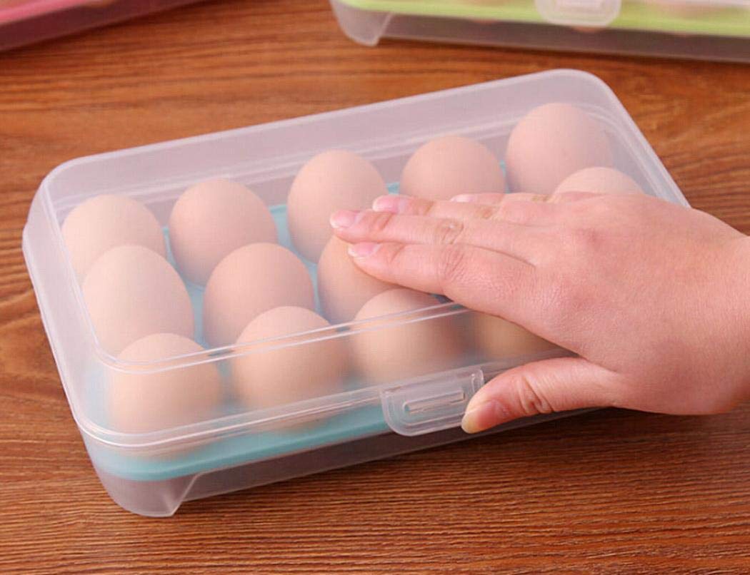 Molevet Kitchen Refrigerator Eggs Storage Box Eggs Holder Food Storage Container Storage Boxes Organizer for 15 Eggs(10 x 5.1 x 2.8inch)