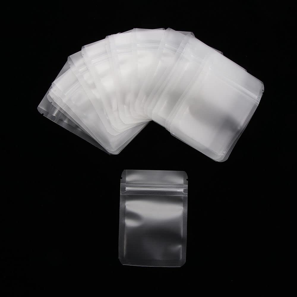 100 Pcs Matte Transparent Zip Plastic Bag Aluminum Foil Hologram Food Pouch Small Water Proof Zipper Reclosable Pouches(5.9inch,Transparent)