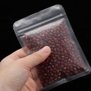 100 Pcs Matte Transparent Zip Plastic Bag Aluminum Foil Hologram Food Pouch Small Water Proof Zipper Reclosable Pouches(5.9inch,Transparent)