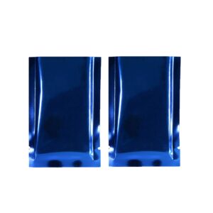 200pcs glossy electric blue metallic mylar foil open top packaging bags 12x18cm (4.7x7")