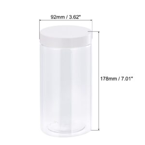 uxcell Round Plastic Jars with White Screw Top Lid, 34oz/ 1000ml Wide-mouth Clear Empty Containers for Storage, Organizing, 4Pcs