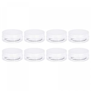 uxcell round plastic jars with transparent screw top lid, 2oz/ 50ml wide-mouth clear empty containers for storage, organizing, 8pcs